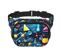 Riñonera de moda con estampado abstracto de ciencia química, bolsa de cintura cuadrada negra con correa ajustable, Negro -, Talla única