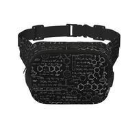 Riñonera de moda con estampado abstracto de ciencia química, bolsa de cintura cuadrada negra con correa ajustable, Negro -, Talla única