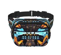 Riñonera de moda con estampado de cabina de avión, bolsa de cintura cuadrada negra con correa ajustable, Negro -, Talla única