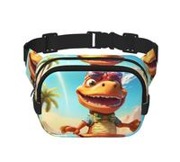 Riñonera de moda con estampado de dinosaurios locos, bolsa de mensajero unisex, riñonera de viaje de moda, color negro, talla única