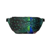 Riñonera de moda con estampado de granos de café, ideal para viajes, correr, senderismo, ciclismo y mucho más, Hermoso pavo real, Talla única