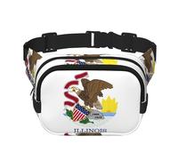 Riñonera de moda con estampado de la bandera del estado de Illinois, bolsa de mensajero unisex, riñonera de viaje de moda, color negro, talla única