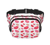 Riñonera de moda con estampado de labios cuadrados, bolsa de cinturón negra con correa ajustable, Negro -, Talla única