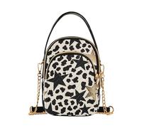 Riñonera de moda con estampado de leopardo negro y estrellas doradas y negras para mujer con múltiples bolsillos, bolsa de mano para madres, Leopardo negro, estrellas doradas y negras, 1 size