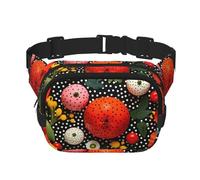 Riñonera de moda con estampado de lunares vegetales, bolsa de mensajero unisex, riñonera de viaje de moda, color negro, talla única