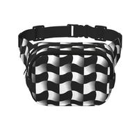 Riñonera de moda con estampado de mosaico de ondas en blanco y negro, bolsa de mensajero unisex, riñonera de viaje de moda