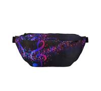 Riñonera de moda con estampado de panda para mujeres y hombres, bolsa bandolera con bolsillos con cremallera, gran capacidad, Colorida nota musical de galaxia, Talla única