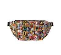 Riñonera de moda con estampado de pareja casada caminando en la playa para mujeres y hombres, bolsa bandolera con bolsillos con cremallera, gran capacidad, Letra y número, Talla única