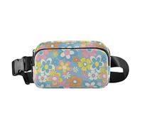 Riñonera de moda con flores retro para redes sociales, para hombres y mujeres, bolsa cruzada multiusos para pasaporte con correa ajustable para entrenamiento, correr, senderismo, Flores retro para