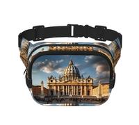 Riñonera de moda con patrón de basílica de San Pedro, unisex, bolsa de mensajero deportiva de viaje, color negro, talla única