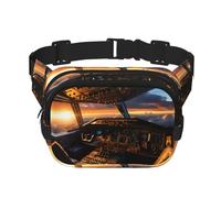 Riñonera de moda con patrón de cabina de avión, unisex, bolsa de mensajero deportiva de viaje, color negro, talla única