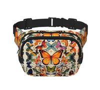 Riñonera de moda con patrón de mariposa de color, bolsa de mensajero unisex para viajes