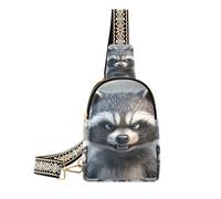 Riñonera de moda de dibujos animados divertidos de mapache gris negro para viajes, Mapache gris divertido de dibujos animados, 1 size