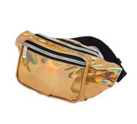 Riñonera De Moda For Mujer, Ajustable PVC, Bolsa Holográfica For Viajes, Fiestas, Senderismo, Correr, For Compras para Viajes, Festivales(Gold)