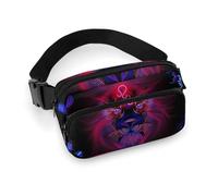 Riñonera de moda para hombre, riñonera portátil, paquete grande con correa ajustable para correr, senderismo, entrenamiento, viajes, compatible con cabeza de león, rey neón, astrología del zodiaco Leo