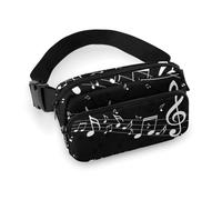 Riñonera de moda para mujer, riñonera portátil, paquete grande con correa ajustable para correr, senderismo, entrenamiento, viajes, compatible con teclas de piano en blanco y negro con notas musicales