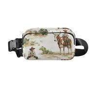 Riñonera de moda para mujeres y hombres, resistente al agua, con correa ajustable para entrenamiento, correr, senderismo, Vaca vaquera occidental vasto desierto, 1 size