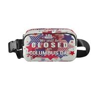 Riñonera de moda para mujeres y hombres, riñonera multiusos con correa ajustable para viajes, compras, correr, día de Colón, cerrado, bandera estadounidense 4 de julio, Columbus Day Closed Up USA -