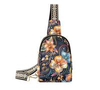 Riñonera de moda Tropical Wind Of Bright Flowers para mujer para senderismo, Viento tropical de flores brillantes