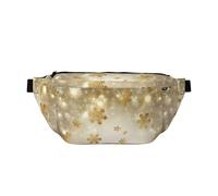 Riñonera de Navidad de seda dorada, bolsa cruzada ajustable para hombres y mujeres, correr, senderismo, escalada, gimnasio, bicicleta estática, etc., Black, Talla única