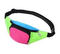 Riñonera de neón de los años 80 con 2 bolsillos, riñonera retro para mujeres y hombres, accesorios de los años 80 con bloques de color, bolsa de cinturón de talla grande para correr, viajar, fiesta