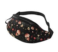 Riñonera de otoño con diseño floral para correr, senderismo, viajes, entrenamiento, pasear al perro, deportes, pesca, riñonera, Black, Talla única