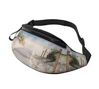 Riñonera de paisaje de playa para correr, senderismo, viajes, entrenamiento, pasear al perro, deportes, pesca, riñonera, Black, Talla única
