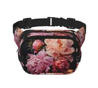 Riñonera de peonía de jardín para mujeres y hombres, riñoneras de moda para entrenamiento, correr, viajar, senderismo, Black, Talla única