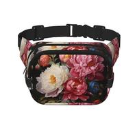 Riñonera de peonía de jardín para mujeres y hombres, riñoneras de moda para entrenamiento, correr, viajar, senderismo, Black, Talla única