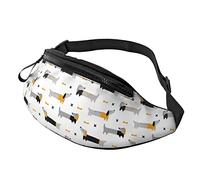 Riñonera de perro salchicha para senderismo, cinturón ajustable, a la moda, para viajes, casual, correr, ciclismo, Lindos perros largos, Talla única