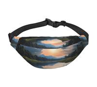 Riñonera de pesca con diseño escénico ajustable, riñonera grande para viaje, unisex, Black, Talla única, Mochila informal