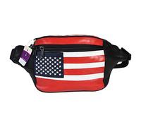 Riñonera de piel auténtica con la bandera de Estados Unidos, riñonera o riñonera con estrellas y rayas, ideal para viajes o uso diario, Estados Unidos, Talla única