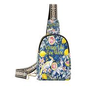 Riñonera de piel colorida estilo Henri, estilo Henri, vintage, de cuero, resistente, para senderismo, vintage, como vino, estilo Henri, animales, frutas coloridas, Vintage Like Fine Wine Henri Style