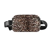 Riñonera de piel de leopardo para mujer, con correa ajustable, mini bolsa de cintura piernera riñonera fina para entrenamiento, correr, textura de piel de animal, 8'' x 5.3'' x 2.3''20 x 13 x 6cm