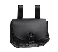 Riñonera de piel estilo steampunk, medieval, riñonera vintage, Color negro.