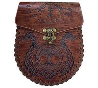 Riñonera de piel sintética con relieve, estilo retro, medieval, estilo vintage, riñonera portátil, Dragón marrón