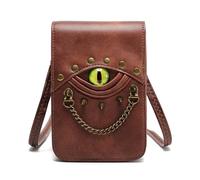 Riñonera de piel sintética con tachuelas y remaches de ojo de diablo, estilo medieval, cruzada, lateral, cadena de metal, para festivales, cinturón de cuero medieval, Brown, Mass Beauty