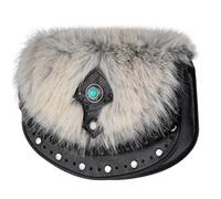 Riñonera de Piel sintética HiiFeuer Viking con diseño nórdico en Turquesa, riñonera Medieval de Estilo Vintage, Bolsos de Mano portátiles para Festivales renacentistas (Negro A)