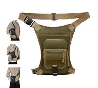 Riñonera de Pierna en Tejido Oxford, Bolsa Táctica Impermeable para Hombre y Mujer, Pernera Multifuncional para Moto, Senderismo y Pesca, Riñonera de Muslo Ligera y Ajustable (Army Green)