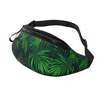 Riñonera de plantas tropicales verdes para correr, senderismo, viajes, entrenamiento, pasear al perro, deportes, pesca, riñonera, Black, Talla única