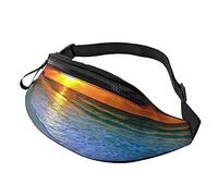 Riñonera de playa con puesta de sol para correr, senderismo, viajes, entrenamiento, pasear al perro, deportes, pesca, riñonera, Black, Talla única