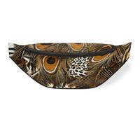 Riñonera de plumas de pavo real con estampado de leopardo para hombres, mujeres, niños, niñas, niños, riñonera de pavo real, deportiva, senderismo, correr, bolsa de cinturón, color, M, Organizador de