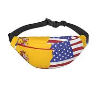 Riñonera de poliéster impermeable con cinturón ajustable, versátil bolsa cruzada para hombres y mujeres, Bandera de España Americana, Talla única