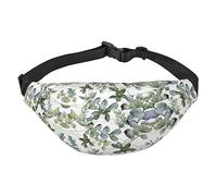 Riñonera de poliéster impermeable con cinturón ajustable, versátil bolsa cruzada para hombres y mujeres, Hojas de eucalipto verde, Talla única