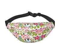 Riñonera de poliéster impermeable con cinturón ajustable, versátil bolsa cruzada para hombres y mujeres, Flores de Hibisco, Talla única
