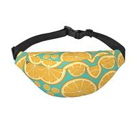 Riñonera de poliéster impermeable con cinturón ajustable, versátil bolsa cruzada para hombres y mujeres, Fruta de limón, Talla única