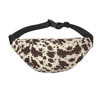 Riñonera de poliéster impermeable con cinturón ajustable, versátil bolsa cruzada para hombres y mujeres, Manchas de vaca marrón, Talla única