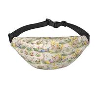Riñonera de poliéster impermeable con cinturón ajustable, versátil bolsa cruzada para hombres y mujeres, Conejo de flores vintage de Pascua, Talla única