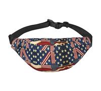 Riñonera de poliéster impermeable con cinturón ajustable, versátil bolsa cruzada para hombres y mujeres, Bandera patriótica del 4 de julio, Talla única