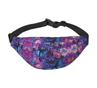 Riñonera de poliéster impermeable con cinturón ajustable, versátil bolsa cruzada para hombres y mujeres, Flor mariposa, Talla única